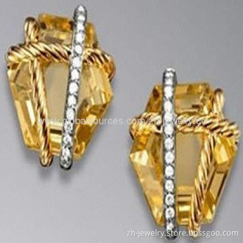 Austrian Crystal Stud Earrings, Available in Yellow and Pink Color